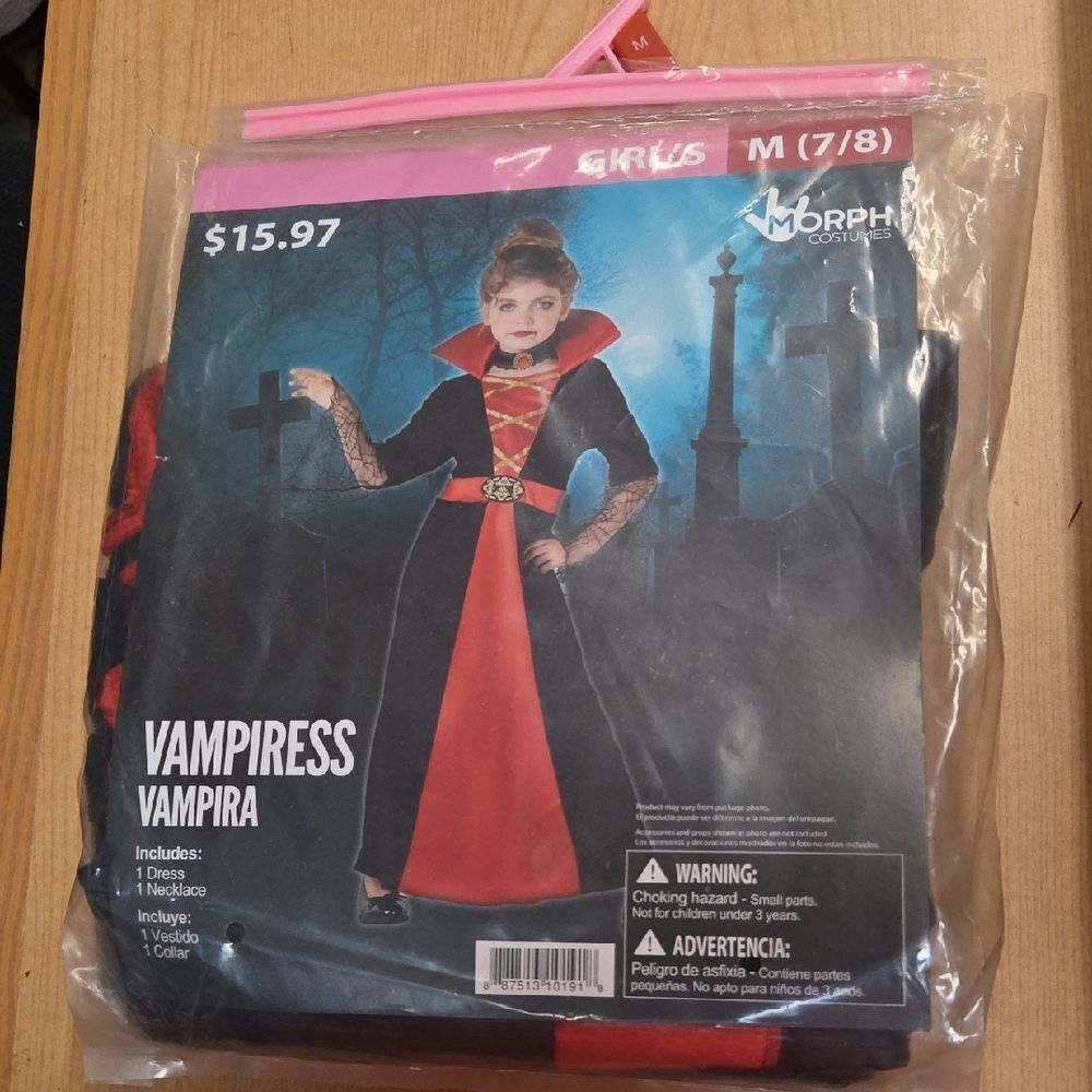 Morph Costume Girls Vampiress Dress Halloween Size Medium (7-8)‎